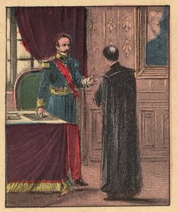 Napoleon III und Louis-Gaston de Segur (1820-1881) französischer Bischof im Elysee - - Gravur aus Religiöse Lehre durch die Augen. Wunderbares Album von Louis Maitrejean und Georget Ramond - Frankreich 1910 von Louis Maitrejean