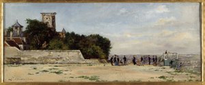 Der Gipfel des Butte Montmartre, mit dem Turm Solférino, um 1870