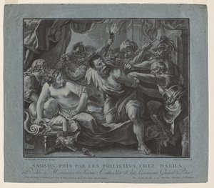 Samson wird von den Philistern im Haus von Delilah gefangen genommen von Louis Marin Bonnet