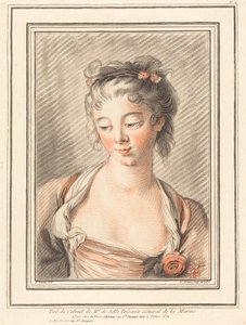 Büste einer jungen Frau, die nach unten schaut von Louis Marin Bonnet after François Boucher