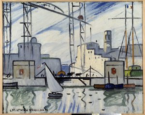 Marseille, die Fährbrücke Gemälde von Louis Mathieu Verdilhan (1875-1928) ca. 1918-1920 Musée Cantini, Marseille von Louis Mathieu Verdilhan