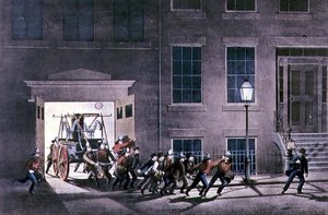 Der Nachtalarm, veröffentlicht von Currier and Ives, New York