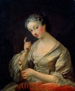 Dame mit einem Vogel, 18. Jahrhundert