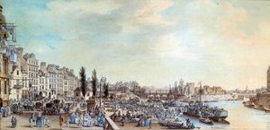Ansicht des Hafens von Saint Paul und des Büros der Wasserboote im Jahr 1782 Pastellgemälde von Louis de Lespinasse (1734-1808) 1782 Paris, Musée Carnavalet