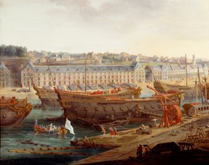 Werft: Der Hafen von Brest (Detail) von Louis Nicolas van Blarenberghe