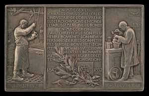 Fünfzigjähriges Jubiläum der Christofle-Gesellschaft, 1842-1892 [Rückseite] von Louis Oscar Roty