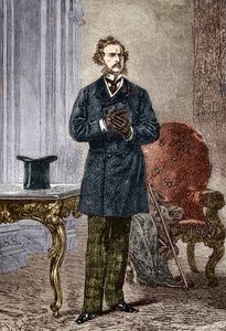 Porträt von Phileas Fogg, Charakter aus „In 80 Tagen um die Welt“ von Jules Verne, illustriert von Louis Paul Pierre Dumont (1822-1882) im Jahr 1872 von Louis Paul Pierre Dumont
