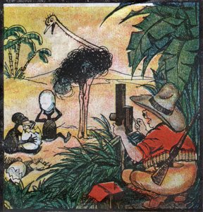 Nestor Fenleroc, europäischer Kolonist fotografiert einen Strauß in Afrika. 1923 von Louis Peltier