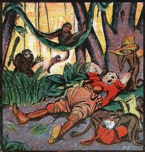 Nestor Fenleroc, europäischer Siedler auf der Jagd in Afrika. 1923 (Gravur)