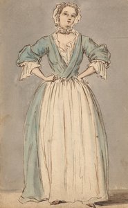 Eine junge Frau in einem blauen Kleid