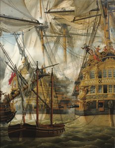 HMS Cumberland kämpft gegen Le Lys und La Gloire, 1827