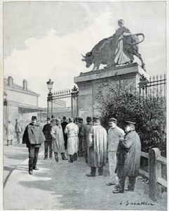 Streikende im Schlachthof von La Villette von Louis Remy Sabattier