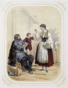 Familie in Russland - in „Album du jeune voyageur“, illustriert von Louis Lassalle von Louis Simon Lassalle