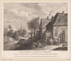 Flämische Dorfszene mit Bauern, die ein Kartenspiel spielen