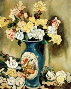 Blumenstrauß aus roten Rosen in einer blauen Vase, ca. 1920 von Louis Valtat