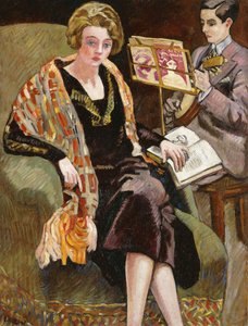 Mme Valtat und ihr Sohn mit einem Banjo von Louis Valtat