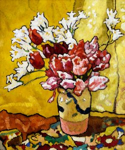 Vase, Tulpen und weiße Blumen von Louis Valtat