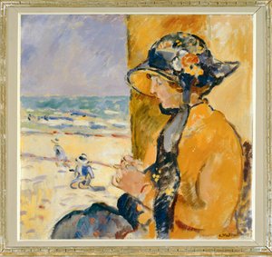 Frau und Kinder am Strand von Louis Valtat