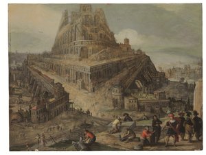 König Nimrod befiehlt den Bau des Turms von Babel von Louis de (circle of) Caullery
