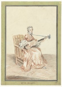 Porträt von Madame de Montainville, Gitarre spielend
