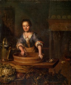 Ein Koch, niederländisches Gemälde des 18. Jahrhunderts von Louis de Moni