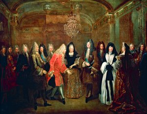 Ludwig XIV. empfängt den Kurfürsten von Sachsen, Friedrich August II., in Fontainebleau am 27. September