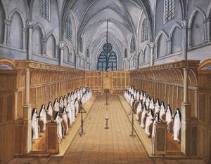 Port-Royal des Champs Abtei, Chor der Nonnen in der Kirche (Zeichnung)