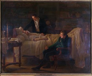 Marie Francois Xavier Bichat (1771-1802) stirbt umgeben von den Ärzten Esparon und Philibert Joseph Roux (1780-1854)