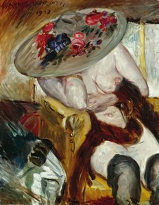 Italienische Frau im gelben Stuhl von Lovis Corinth