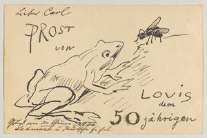 Lovis Corinth an Carl Strathmann: Postkarte, Poststempel 12. August 1908