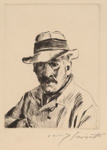 Selbstbildnis im Strohhut, als Brustbild, 1913