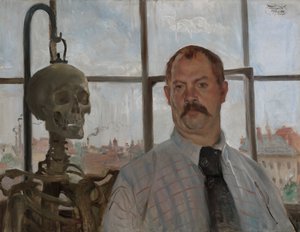 Selbstbildnis mit Skelett von Lovis Corinth