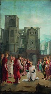 Christus übergibt die Schlüssel an St. Peter von Lower Rhenish pupil of Wolf Huber