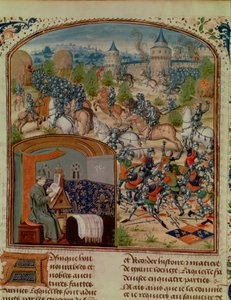 Der Hundertjährige Krieg, Miniatur aus einer 15. Jahrhundert Kopie von Froissarts Chronik von Frankreich, 15. Jahrhundert