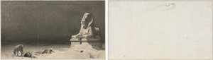 Die Rast auf der Flucht nach Ägypten (Vorderseite); Skizze einer Sphinx [?] (Rückseite) von Luc Olivier Merson