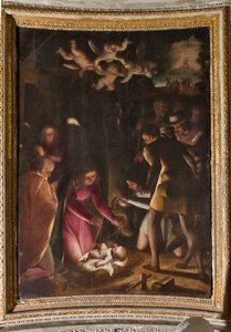 Genua, Duomo (St. Laurentius-Kathedrale), innen, Lercari-Kapelle oder Kapelle des Allerheiligsten Sakraments (nördliche Apsis): "Anbetung der Hirten", von Luca Cambiaso