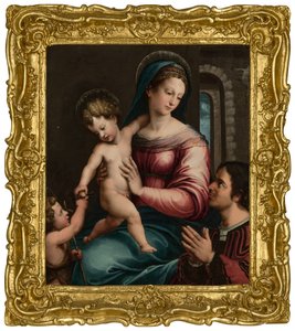 Die Madonna und das Kind mit dem kleinen Johannes dem Täufer und einem Stifter