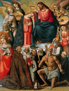 Krönung der Jungfrau mit Engeln und Heiligen, 1523