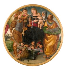 Madonna mit Kind zwischen Heiligen, Tondo Signorelli, 1510-1515