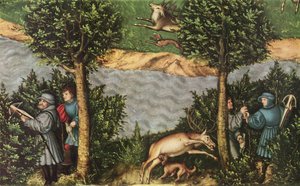 Eine Hirschjagd mit dem Kurfürsten Friedrich dem Weisen (Detail) von Lucas Cranach the Elder