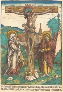 Christus am Kreuz zwischen der Jungfrau und dem heiligen Johannes