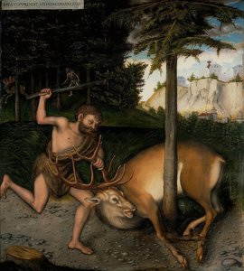 Herkules und die kerynitische Hirschkuh. Aus der Serie der Taten des Herkules von Lucas Cranach the Elder