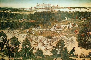 Jagd zu Ehren von Kaiser Karl V. nahe Schloss Hartenfels, Torgau, 1544