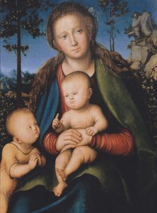 Madonna mit Kind und Johannes dem Täufer von Lucas Cranach the Elder