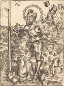 Heiliger Georg stehend, mit zwei Engeln