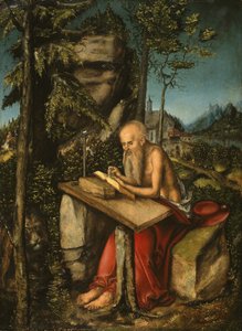 Heiliger Hieronymus in einer felsigen Landschaft von Lucas Cranach the Elder