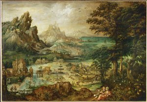 Landschaft mit Juda und Tamar von Lucas Gassel