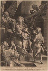 Die Heilige Familie und zwei Engel