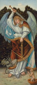 Der Erzengel Michael hält die Waage der Gerechtigkeit von Lucas the Elder (workshop of) Cranach
