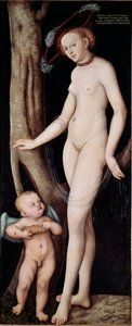 Venus und Amor (Aphrodite und Eros) Gemälde von Lucas Cranach dem Älteren von Lucas the Elder Cranach